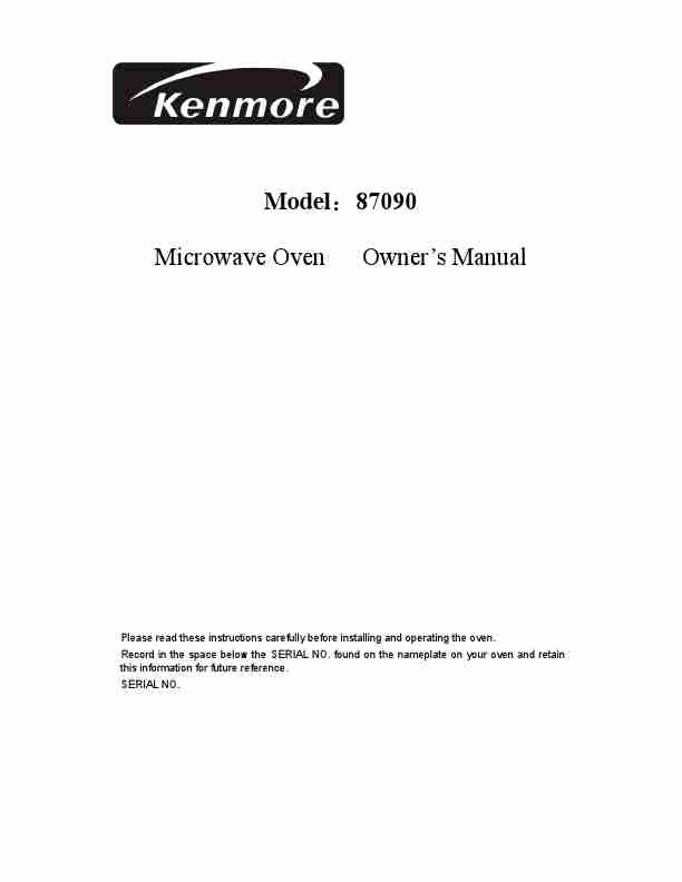 Kenmore Microwave Oven 87090-page_pdf
